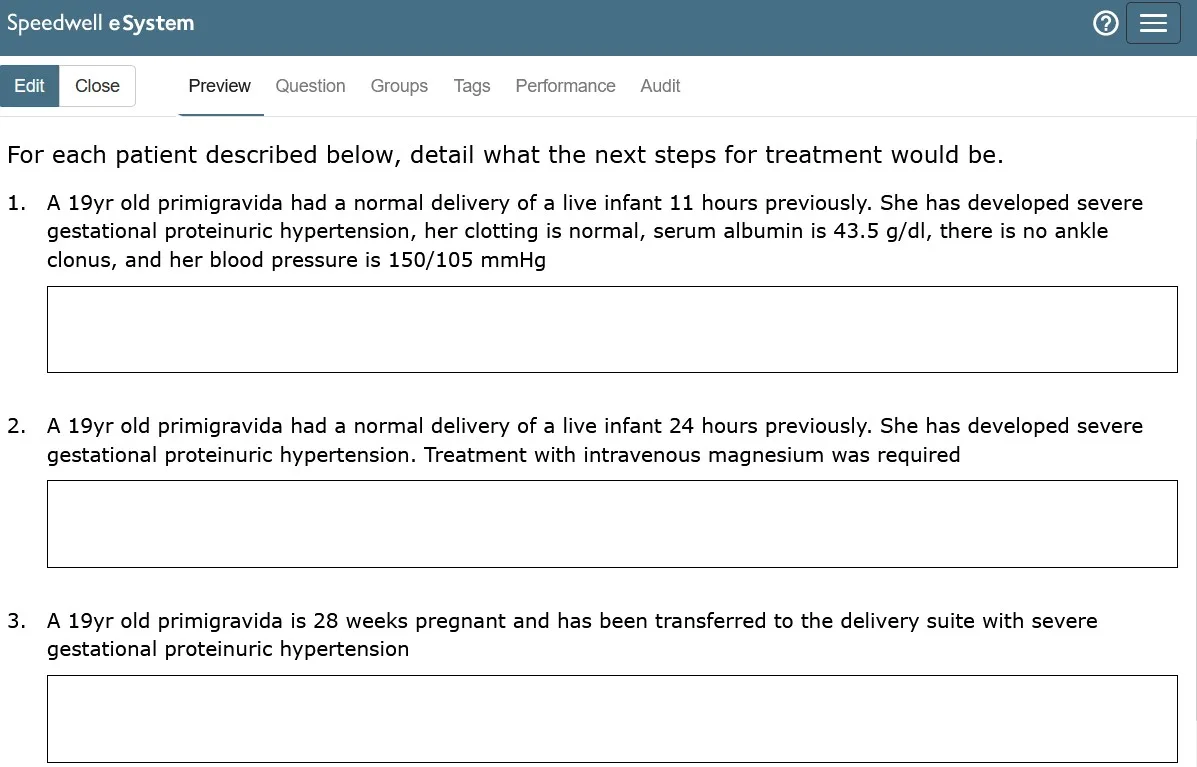 Example of a Multiple Short Answer Question Creating Multiple Short Answer Question in the eSystem exam software
